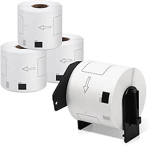 Compatible with Brother DK-1202 Shipping Label Roll, 2.4” x 3.9” (62mm x 100mm), 300/ roll Die-Cut Address Label, Use with Printer QL-800 QL-700, 4 Rolls + 1 Frame