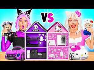 We Build Amazing Doll House for Labubu | Hello Kitty vs Kuromi by BaRaDa Challenge
