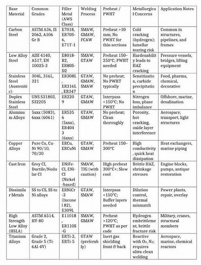 Welding Material Selection & Compatibility Matrix
