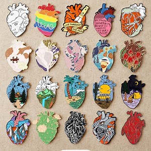 Quirky Anatomical Heart Enamel Pins – Artistic Scenic & Cartoon Style Badge, Punk Jewelry Accessory Gift - Etsy