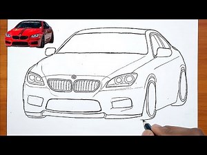 BMW M6 Drawing Tutorial || Easy Car Drawing for Beginners ! |🔥 BMW car drawing ⚡
