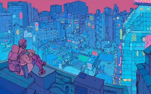 霓虹都市，赛博朋克城市夜间美学