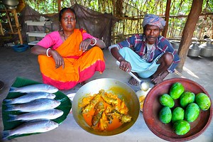 Mango fish roasting curry | collecting and eating mango with bata fish curry recipe | tribal village cooking | Tribal village cooking