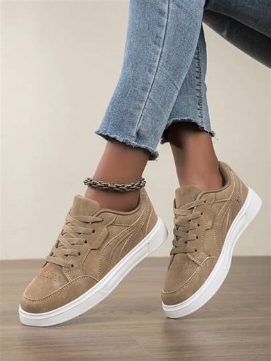 Women Shoes Casual Sneakers, Lace Up Soft Sole Flat Comfortable Skate Shoes For Women, Lightweight Low-Top Daily Shoes | SHEIN