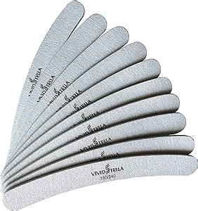 Nail Files 10 Pack Emery Boards Washable Double Sided 180 240 Grit Gray Curved Fingernail Files