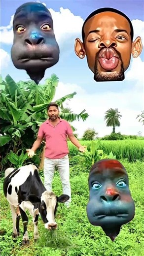 😂funny face to- cow 🐄 buffalo goat & dog 🐕 village animals #shorts #youtubeshorts