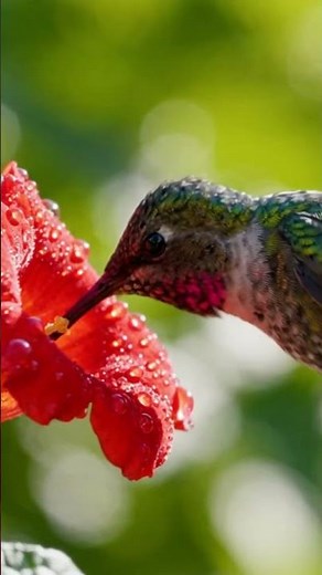 ¡NATURALEZA en cámara lenta! 🌸 El Colibrí y la Flor Sagrada#Naturaleza #Colibri #Aves