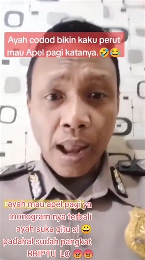 halo sayang ayah codot berangkat kerja dulu yah 🤣🤣 Apel 😀😀😀 #polisigadungan #viralvideo #oknum #anggota #anggotadpr #anggotadewan #codot #fyp
