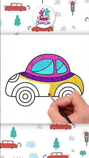 🚗 Let’s Draw a Cute Car – Easy Step-by-Step for Kids! ✏️ #shorts #drawing #coloring