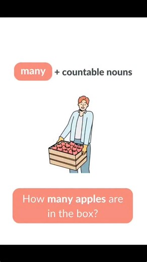 Shami Jafari on Instagram: "1️⃣ Basic Difference Much → used with uncountable nouns (things you cannot count individually) Examples: water, money, sugar, time, information Many → used with countable nouns (things you can count individually) Examples: apples, books, cars, people, chairs 2️⃣ Usage in Sentences A) Affirmative Sentences Much is rarely used in positive sentences in everyday English. Instead, we often use a lot of. ❌ I have much money. ✅ I have a lot of money. Many can be used in affi