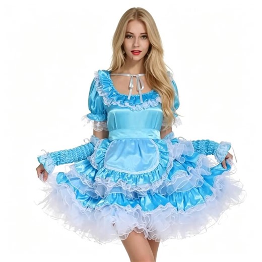 Handmade Girl Boy Blue Satin Lockable Dress Maid Costume Halloween Set - Etsy