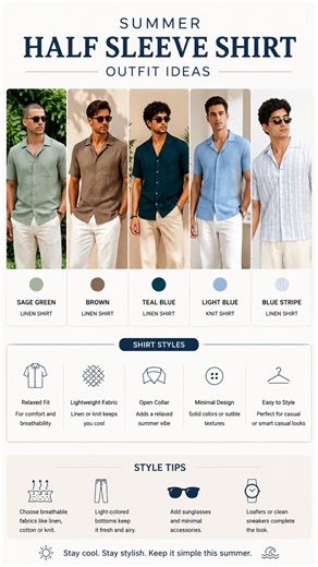 5 Summer Half Sleeve Shirt Outfits Every Guy Should Try #trendingshorts #mensfashion #summeroutfits