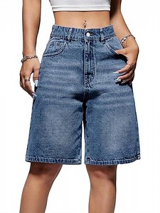 EMMIOL Women's Denim Shorts Mid-Low Waist Jean Shorts for Women,Y2K Vintage Summer Streetwear XS-XXXL