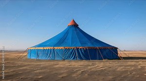 Deserted circus tent under a clear sky waiting for the show. Concept Abandoned Circus, Clear Sky, Deserted Tent, Waiting for Show, Atmospheric Scene
