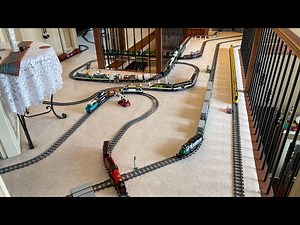 Lego Train Track Time-lapse build, 125m / 410ft Track and 8 trains running