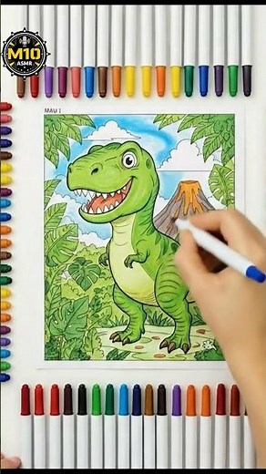ASMR Coloring Dinosaur | Satisfying Marker Sounds (No Talking) 🦖🌿