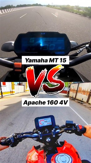 Top Speed Battle 🔥🤯 Yamaha MT 15 vs TVS Apache RTR 160 4v #shorts #mt15