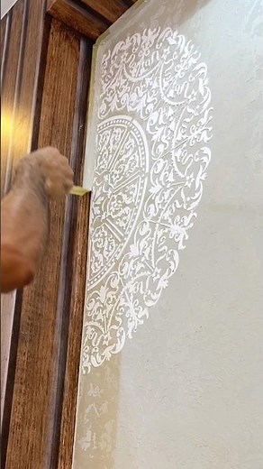 3D Wall Stencil Hack Using Joint Compound! 🎨✨ #Shorts #diy