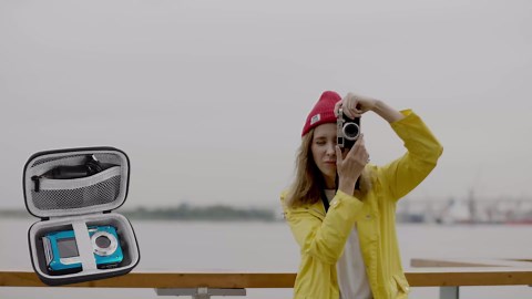 GWCASE Digital Camera Case Compatible with CAMKORY/for YISENCE/for VAHOIALD/for Kodak Pixpro/for Canon PowerShot ELPH 180 190/ for Sony DSCW800 DSCW830 Kids Camera with SD Card and Cable -Pink