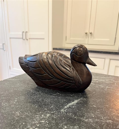 Vintage Hand-carved Wood Duck Figurine | Rustic Cabin Decor | Mid-century Mallard Decoy Statue | Nature Lover | Intricate Feather Detail - Etsy