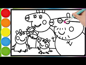 Peppa Pig and her family are delighted with the new baby || Learn to color the Peppa Pig pages