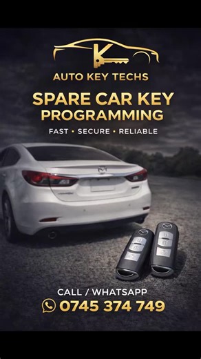 Auto Key Techs on Instagram: "Got only one car key? 🔑 Don’t wait until it’s lost. We do professional spare car key programming for most vehicles — fast, secure, and reliable 🚗 ✅ Spare Car Keys ✅ Key Programming ✅ Original-Type Remote Keys 📞 Call / WhatsApp: 0745 374 749 📍 Auto Key Techs – Car Key Specialists #SpareCarKey #CarKeyProgramming #AutoKeyTechs #MazdaKeys #LostCarKeys #KenyaBusiness"