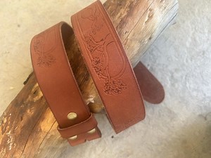 Tooled Tree Leather Belt Strap: 1.75'' Interchangeable Snap Belt - Etsy