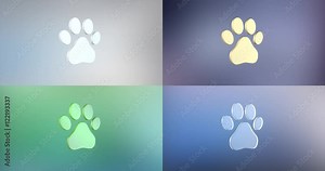 Animated Paw 3d Icon Loop Modules for edit with alpha matte