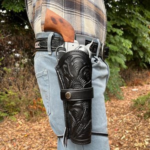 Revolver Holster | Western Leather Holster | Attaches to Belt | Hip Draw | Cowboy Holster | Black | Handmade | Colt Ruger Wesson Kimber - Etsy