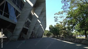 Roberto Burle Marx's gardens on the Aterro do Flamengo, near the Museum of Modern Art of Rio de Janeiro, a classic building of modern Brazilian architecture, by architect Affonso Eduardo Reidy.