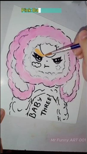 How to draw Pink Baby Three simple, easy to draw #babythree #cutedrawing #easydrawing