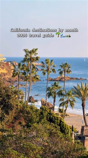 Where to Travel in California in 2026 🌴 | Month-by-Month Guide 👇 📍January - Palm Springs (Desert weather with cooler temperatures) 📍February - Yosemite National Park (Firefall season) 📍March - San Diego (Good weather with Whale season) 📍April - Big Sur (Perfect road trip with green hills and full waterfalls and coastal flowers) 📍May - San Francisco (Good sunny weather) 📍June - Lake Tahoe (Less crowd with summer weather and clear water) 📍July - Los Angeles 📍August - Mendocino (Cooler we