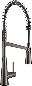 Moen Sleek Black Stainless One Handle High-Arc Pulldown Kitchen Faucet, Modern Spring Kitchen Sink Faucet with Power Boost Pull Down Sprayer Head for Faster Clean, 5925BLS