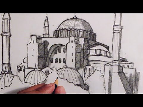 How to draw a famous building :The Hagia sophia