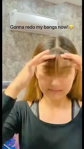 Chopped my bangs at home😳 #shorts