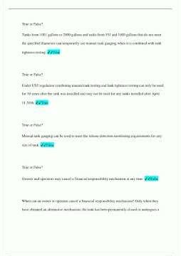 Class A Operator UST Questions and Answers Graded A2488