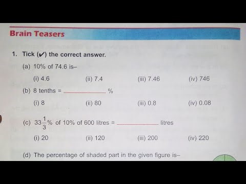 Dav Class 5 Math Unit 12 Brain Teasers ||Q. No.6, 7, 8, 9, & 10 | Percentage ||‪@madhubanclasses‬