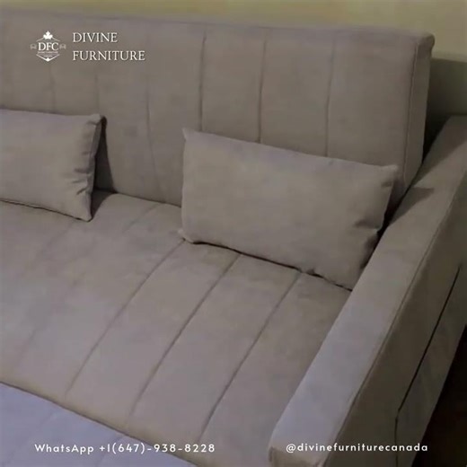 Grey Fabric 2‑Seater Pull‑Out Sofa Bed #shortscanada #furnitureoutletstores #furniture