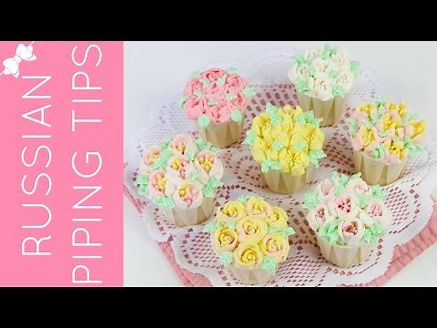 How To Decorate Flower Cupcakes with RUSSIAN PIPING TIPS // Lindsay Ann Bakes