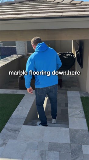 Custom Backyard With Gazebo, Marble Flooring, and Pool Bar