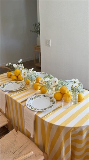 Set the table with me for a lemon themed dinner party 🍋 #dinnerparty #lemon #lemondinnerparty