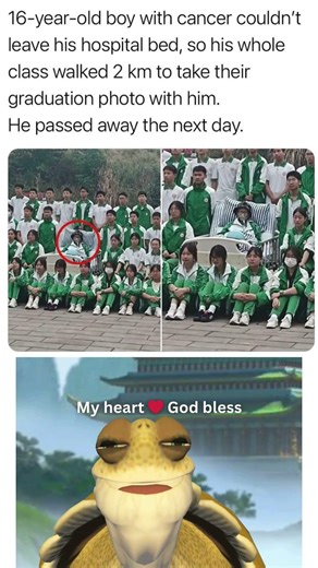 16 year old boy with cancer couldn't leave his hospital bed So classmate visit him #wholesome