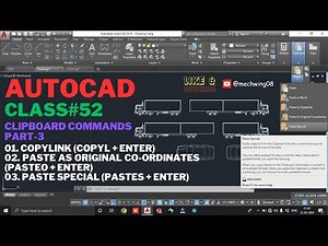 Copy Link | Paste As Original Coordinates | Paste Special | Clipboard Part -3 | AutoCAD Class 52