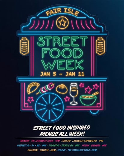Fair Isle Brewing | Street Food Week at Fair Isle We got something fun cookin’ up after the holidays! Jan 5th-11th We’re bringing the street food to the... | Instagram