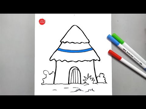 How to draw an easy hut | House drawing for beginners