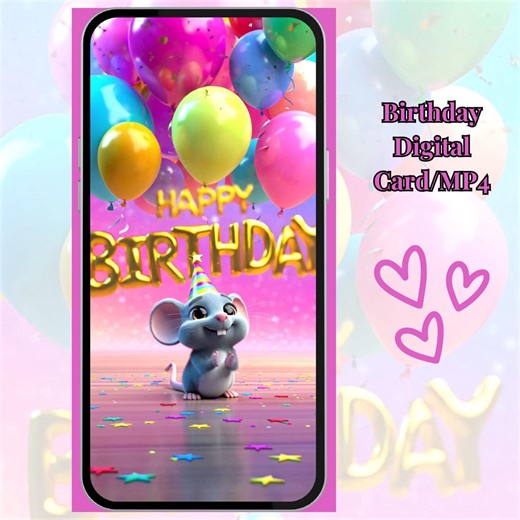 Animated Birthday E-card - Textable MP4 Digital Card - Etsy