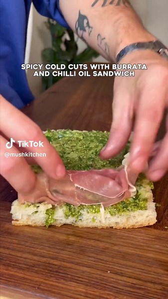 Spicy Cold Cuts with Burrata and Chilli Oil Sandwich Recipe