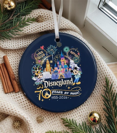 Disneyland 70th Anniversary Ornament, Personalized Mickey Minnie Keepsake, Magic Kingdom Christmas Decoration Ornament, Disney Castle Gift - Etsy
