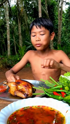 Primitive technology. ក្មេងញាំមាន់ដុត&ទឹកត្រីអំបិលម្ទេស Part 3 #primitive_technology #cookingathometiktoktv #eatingshow