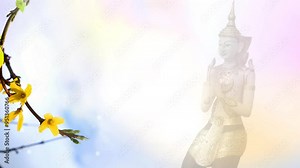 Beautiful blooming, Spirituality, meditation in the morning. Thai culture. Hope, praying, vitality